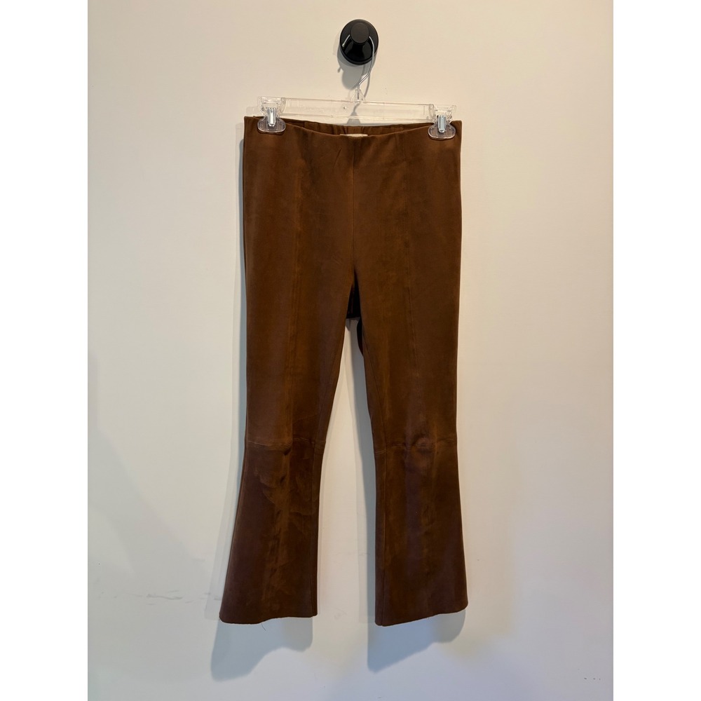 Ann Mashburn Faux Suede Kick Flare Pants Brown S44111 XS